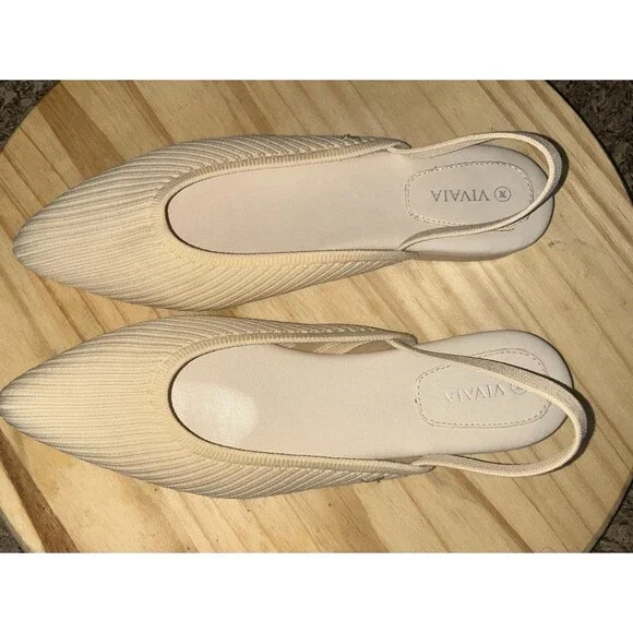 VIVAIA Aria 5 Light Beige Sling Back Pointed Toe Ballet Flats 39/US 8.5 - Picture 6 of 11